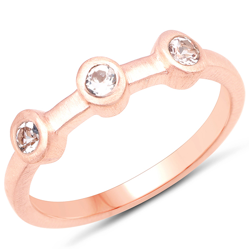 Rings-18K Rose Gold Plated 0.18 Carat Genuine Morganite .925 Sterling Silver Ring