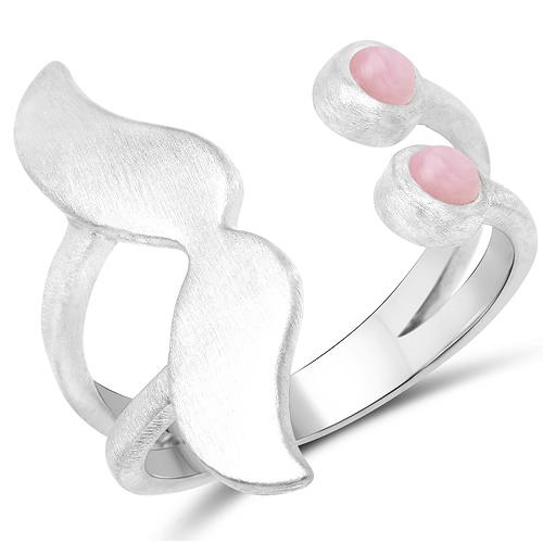 Rings-0.24 Carat Genuine Pink Opal .925 Sterling Silver Ring