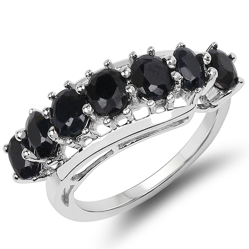Sapphire-2.90 Carat Genuine Black Sapphire .925 Sterling Silver Ring