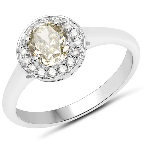 Diamond-18K White Gold 1.20 Carat Genuine Yellow Diamond and White Diamond Ring
