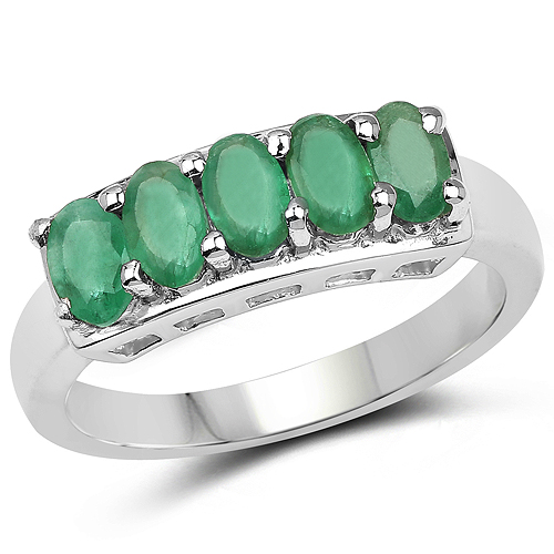 Emerald-1.00 Carat Genuine Emerald .925 Sterling Silver Ring