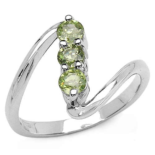 Sapphire-0.54 Carat Genuine Green Sapphire .925 Sterling Silver Ring