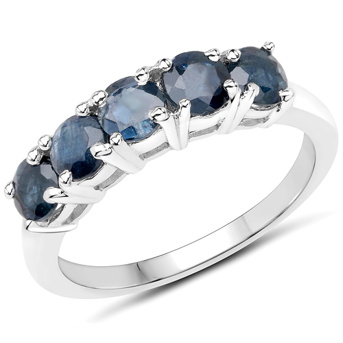 1.35 Carat Genuine Blue Sapphire .925 Sterling Silver Ring