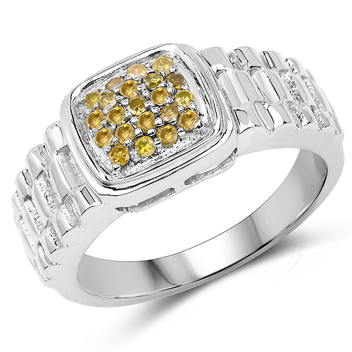 Diamond-0.25 Carat Genuine Yellow Diamond .925 Sterling Silver Ring