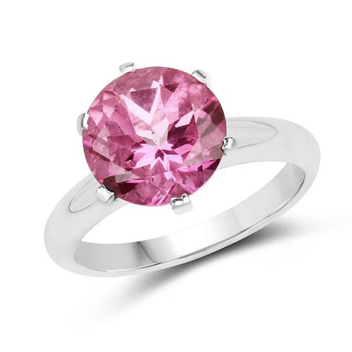Rings-4.55 Carat Genuine Pink Topaz .925 Sterling Silver Ring