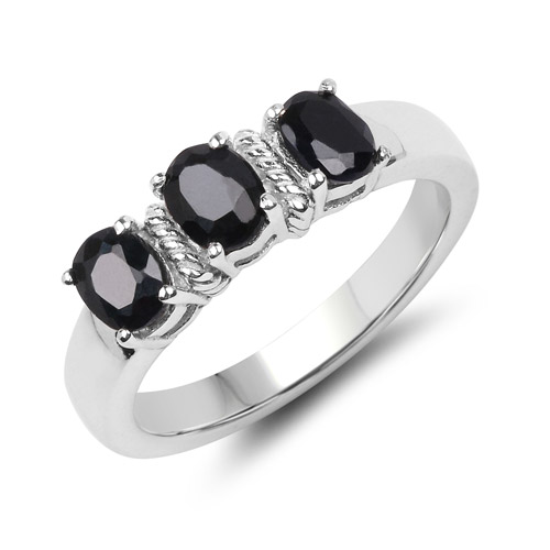 Sapphire-1.50 Carat Genuine Black Sapphire .925 Sterling Silver Ring