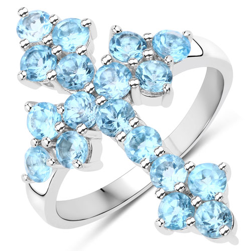 Rings-2.16 Carat Genuine Swiss Blue Topaz .925 Sterling Silver Ring
