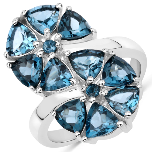 Rings-5.10 Carat Genuine London Blue Topaz .925 Sterling Silver Ring