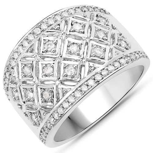 Diamond-0.52 Carat Genuine White Diamond .925 Sterling Silver Ring