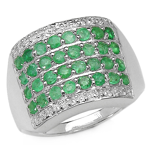 Emerald-0.96 Carat Genuine Emerald .925 Sterling Silver Ring