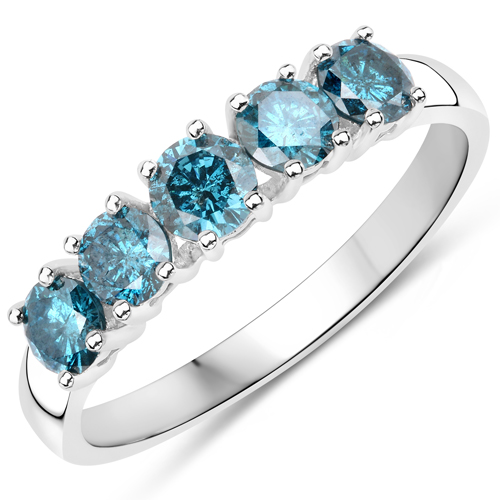 Diamond-0.97 Carat Genuine Blue Diamond 14K White Gold Ring
