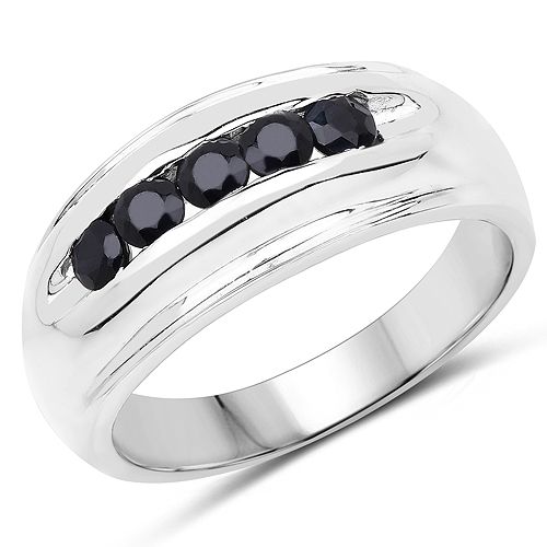 Sapphire-0.50 Carat Genuine Black Sapphire .925 Sterling Silver Ring