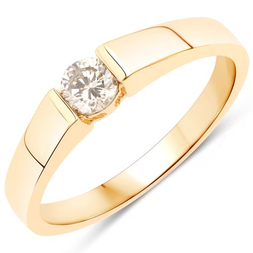 Diamond-0.25 Carat Genuine TTLB Diamond 14K Yellow Gold Ring