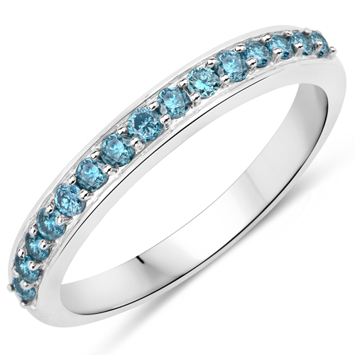 Diamond-0.35 Carat Genuine Blue Diamond 14K White Gold Ring (I1-I2)