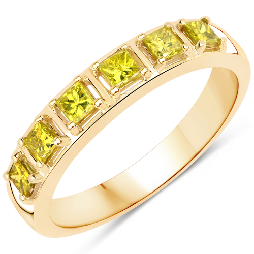 Diamond-0.41 Carat Genuine Yellow Diamond 14K Yellow Gold Ring (I1-I2)