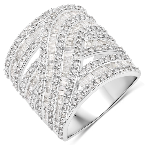Diamond-2.19 Carat Genuine White Diamond .925 Sterling Silver Ring