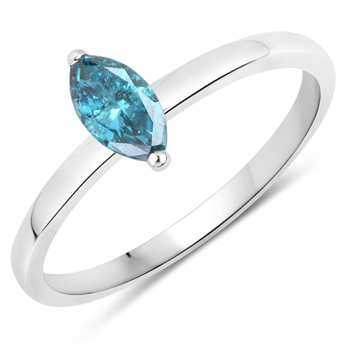 Diamond-0.45 Carat Genuine Blue Diamond 14K White Gold Ring