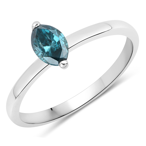 Diamond-0.45 Carat Genuine Blue Diamond 14K White Gold Ring
