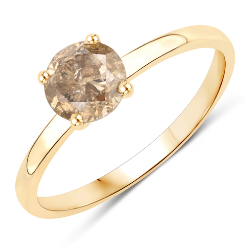 Diamond-1.08 Carat Genuine TLB Diamond 14K Yellow Gold Ring
