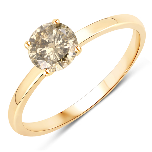 Diamond-0.91 Carat Genuine TLB Diamond 14K Yellow Gold Ring