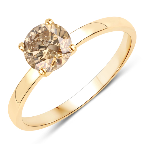 Diamond-0.98 Carat Genuine TLB Diamond 14K Yellow Gold Ring