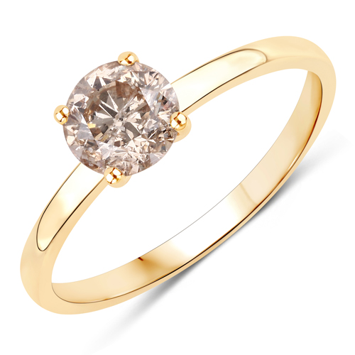 Diamond-0.99 Carat Genuine TLB Diamond 14K Yellow Gold Ring