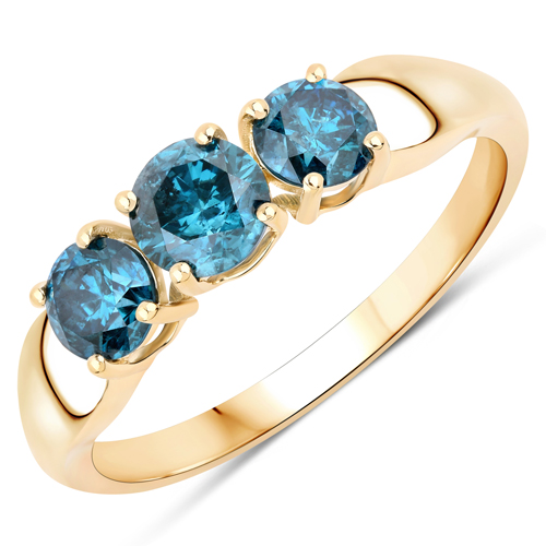 Diamond-1.03 Carat Genuine Blue Diamond 14K Yellow Gold Ring