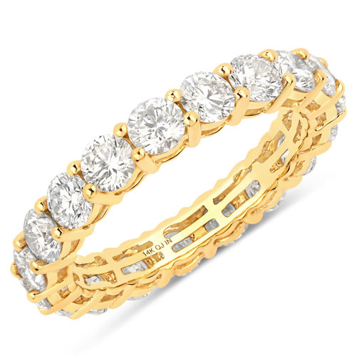 Diamond-3.04 Carat Genuine Lab Grown Diamond 14K Yellow Gold Ring