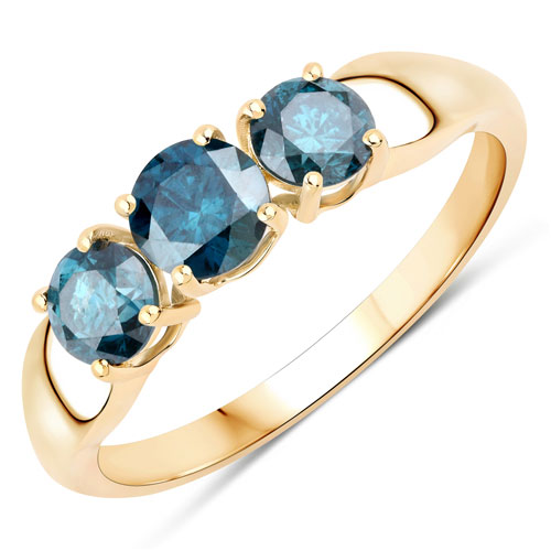 Diamond-1.05 Carat Genuine Blue Diamond 14K Yellow Gold Ring
