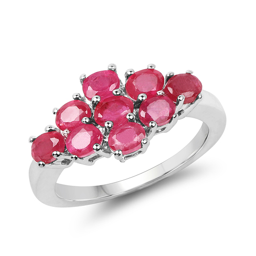 Ruby-1.98 Carat Genuine Glass Filled Ruby .925 Sterling Silver Ring