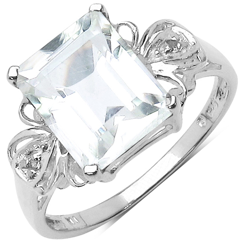Rings-3.30 ct. t.w. Crystal Quartz and White Topaz Ring in Sterling Silver