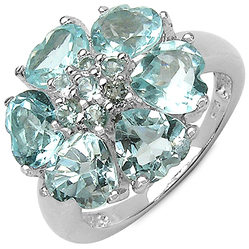 Rings-5.05 Carat Genuine Blue Topaz .925 Sterling Silver Ring