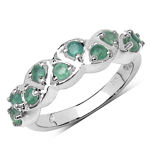 Emerald-0.70 Carat Genuine Emerald .925 Sterling Silver Ring