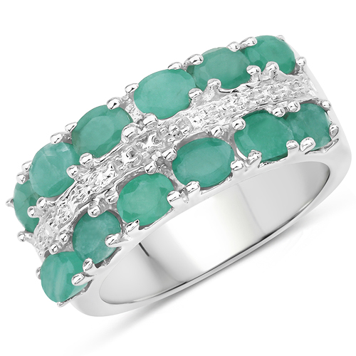 Emerald-1.68 Carat Genuine Emerald .925 Sterling Silver Ring