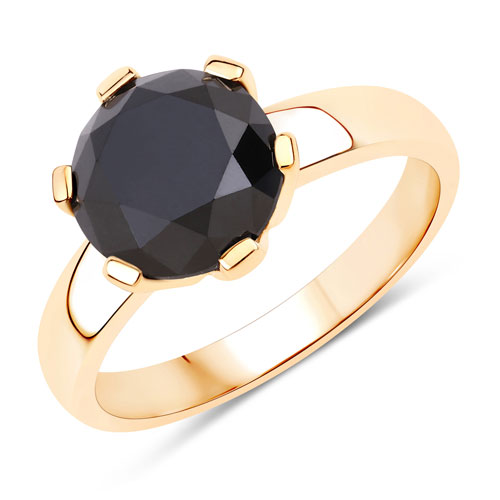 Diamond-3.99 Carat Genuine Black Diamond 14K Yellow Gold Ring