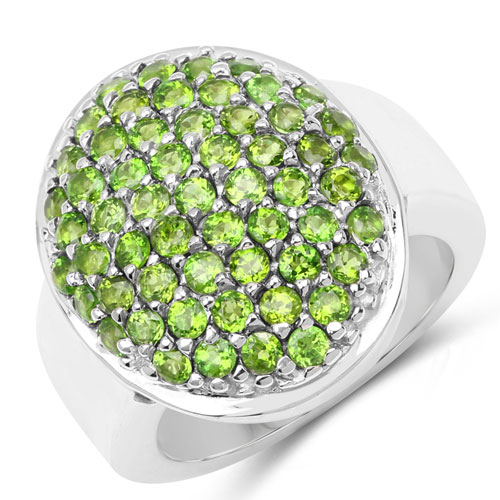 Rings-2.17 Carat Genuine Chrome Diopside .925 Sterling Silver Ring
