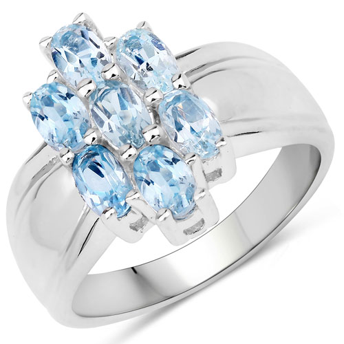 Rings-1.75 Carat Genuine Blue Topaz .925 Sterling Silver Ring