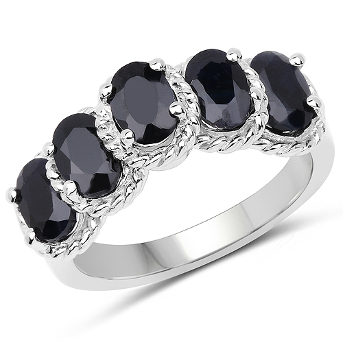 Sapphire-2.75 Carat Genuine Black Sapphire .925 Sterling Silver Ring