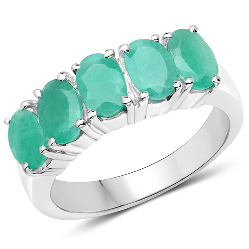Emerald-2.20 Carat Genuine Emerald .925 Sterling Silver Ring