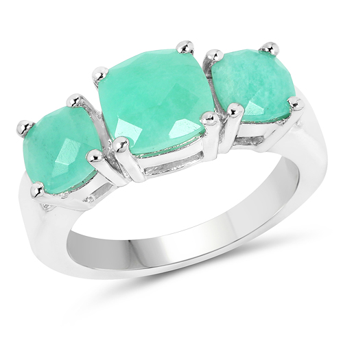 Emerald-3.45 Carat Genuine Emerald .925 Sterling Silver Ring