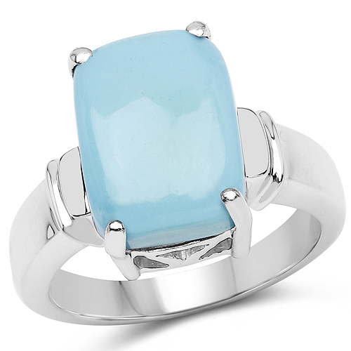 Rings-4.57 Carat Genuine Turquoise .925 Sterling Silver Ring