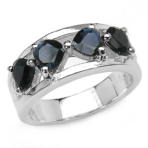 Sapphire-2.00 Carat Genuine Black Sapphire .925 Sterling Silver Ring