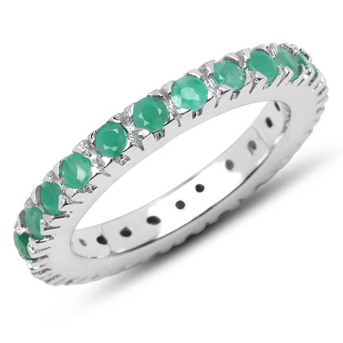 Emerald-1.27 Carat Genuine Emerald .925 Sterling Silver Ring