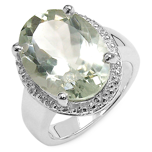 Amethyst-8.22 ct. t.w. Green Amethyst and White Topaz Ring in Sterling Silver