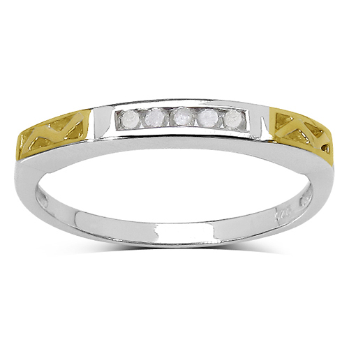 Diamond-0.08 Carat Genuine White Diamond .925 Sterling Silver Ring