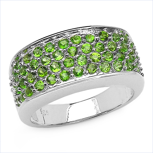 Rings-2.05 Carat Genuine Chrome Diopside .925 Sterling Silver Ring