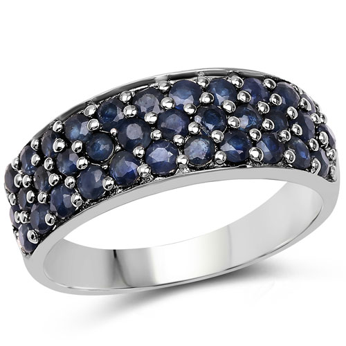 Sapphire-1.70 Carat Genuine Blue Sapphire .925 Sterling Silver Ring