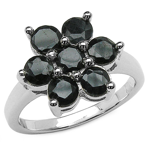 Sapphire-2.31 Carat Genuine Black Sapphire .925 Sterling Silver Ring