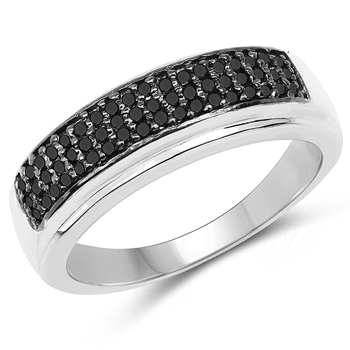 Diamond-0.29 Carat Genuine Black Diamond .925 Sterling Silver Ring
