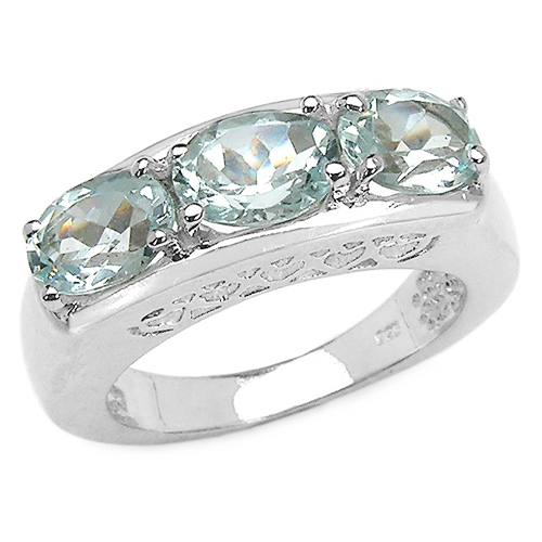 Rings-2.25 Carat Genuine Aquamarine Sterling Silver Ring